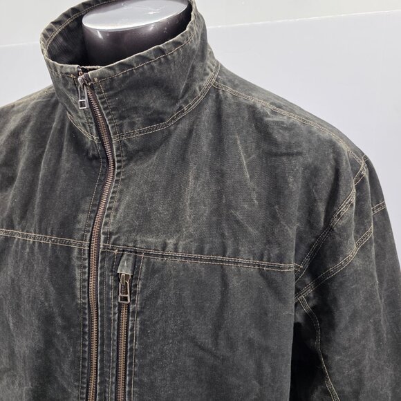 Kuhl Jacket Black FadeVintage Patina Dye Canvas Fleece Burr Lined Zip Men XLarge - Picture 6 of 15